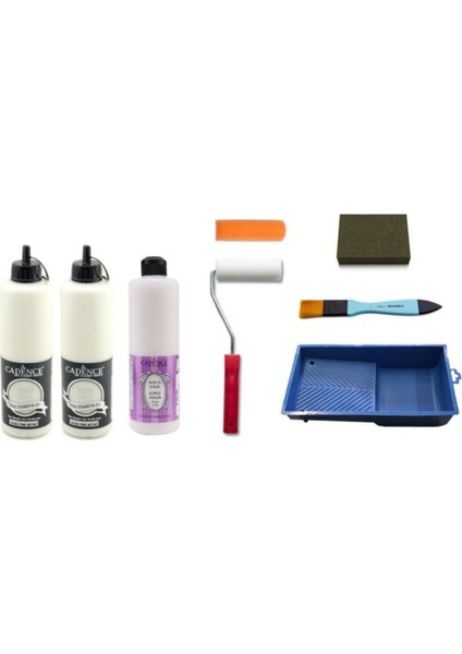 1 Litre Pak Beyaz Boya 500 ml Parlak Vernik Set