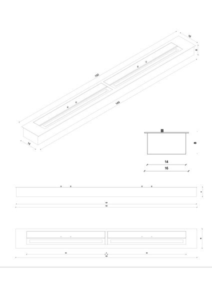 150 Cm Burner Bacasız Şömine modelleri