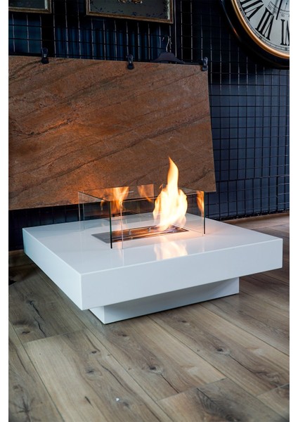 Petto Beyaz Bacasız Şömine