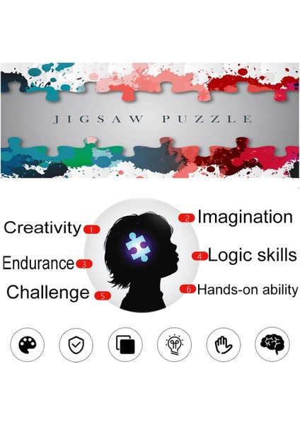 1000 Parça Yuvarlak Dolunay Eğitici Yapboz - Siyah/Gri (Yurt Dışından) fiyatları