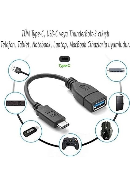 Type-C USB 3.0 Çevirici Otg Kablo