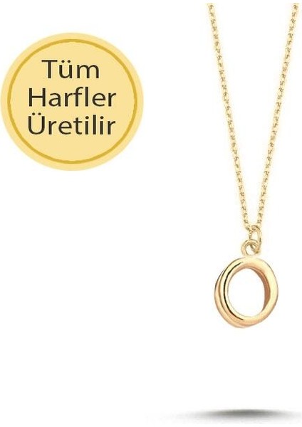 14 Ayar Altın O Harfli Kolye