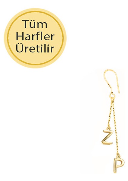 14k Altın Sallantılı Harf Tek Küpe