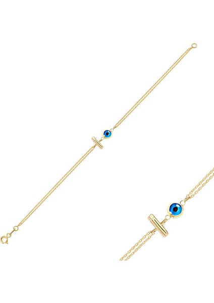 14K Altın Nazar Boncuklu I Harfli Bileklik fiyatları