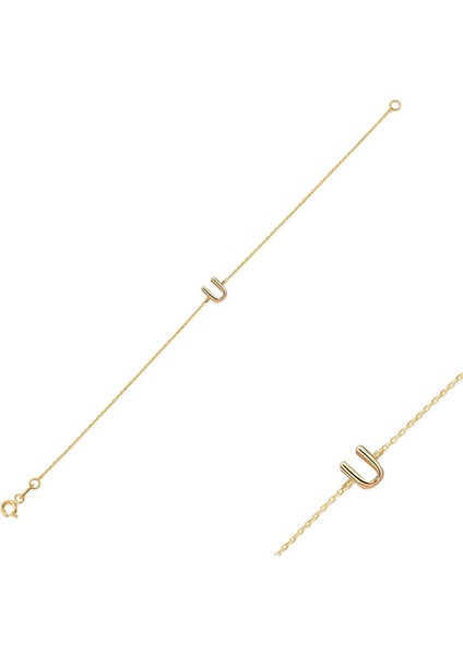 14 Ayar Altın U Harfli Bileklik fiyatları