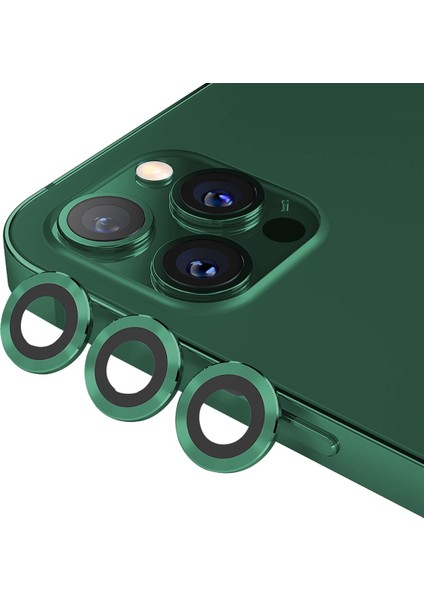 Mini Metal Ring Iphone 12 Pro Lens Koruyucu 3'lü Takım Koyu Yeşil