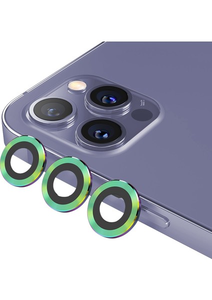 Mini Metal Ring Iphone 12 Pro Max Lens Koruyucu 3'lü Takım Gökkuşaği