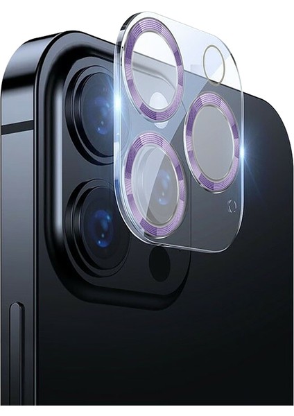 Apple iPhone 12 Pro Max 3D Pro Kamera Koruyucu Lila
