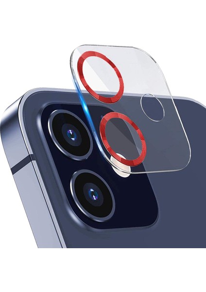 Apple iPhone 12 3D Pro Kamera Koruyucu Kırmızı