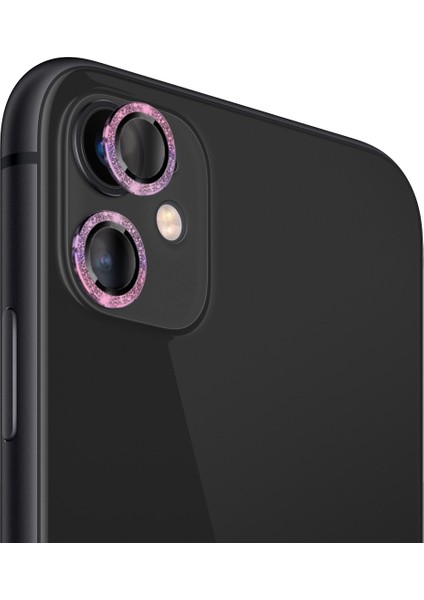 Apple iPhone 11/12 Mini Diamond Kamera Koruyucu Karışık Pembe