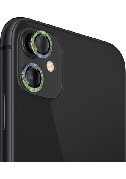 Apple iPhone 11/12 Mini Diamond Kamera Koruyucu Karışık Yeşil