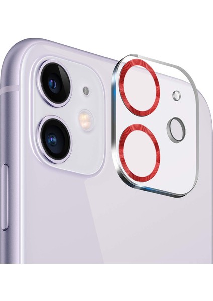 Apple iPhone 11/12 Mini 3D Pro Kamera Koruyucu Kırmızı