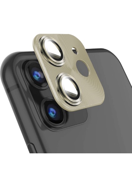 Apple iPhone 11 Pro/11 Pro Max 360 Metal Kamera Koruyucu Retro Gold