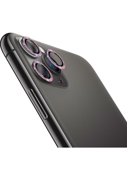 Apple iPhone 11 Pro Max Diamond Kamera Koruyucu Karışık Pembe