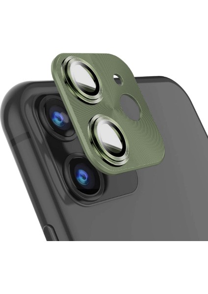 Apple iPhone 11 Pro/11 Pro Max 360 Metal Kamera Koruyucu Koyu Yeşil