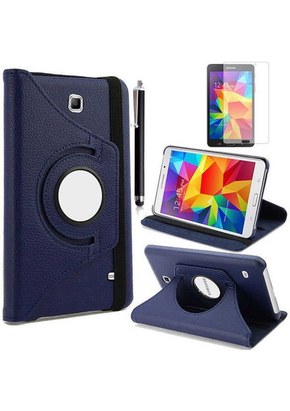 Samsung Galaxy Tab 4 7.0 T230 Kılıf 360 Derece Dönen Standlı Pu-Deri New Case+Kalem+Ekran