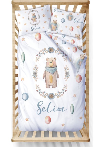 İsme Özel Pamuk Saten Bebek Nevresim Takımı - For Baby