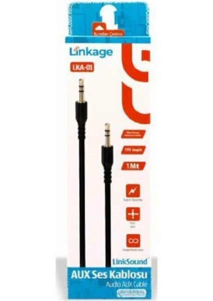 3.5mm Jack Aux Ses Kablosu Tpe Başlık 1mt Kablo Lka-01