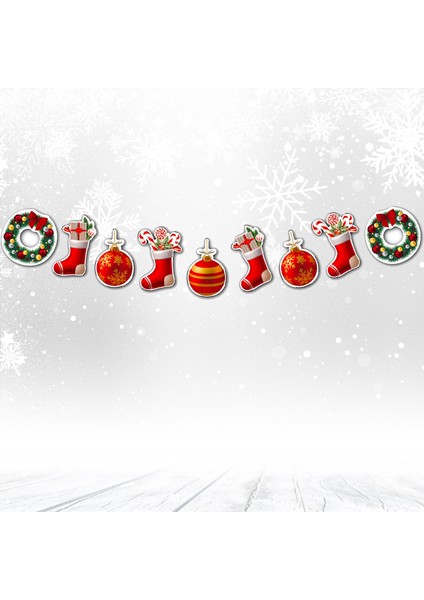 Yılbaşı Çelenk Dekoratif Banner - 1,5 mt