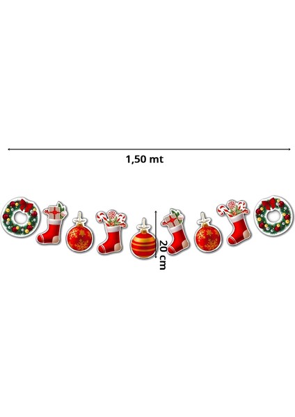 Yılbaşı Çelenk Dekoratif Banner - 1,5 mt