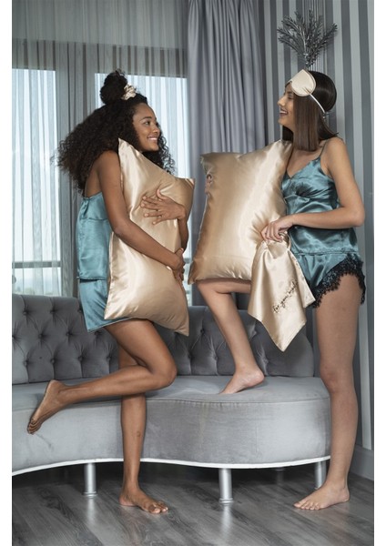 5'li Uyku Gözlüklü Şampanya Yastık Kılıfı Seti S26778