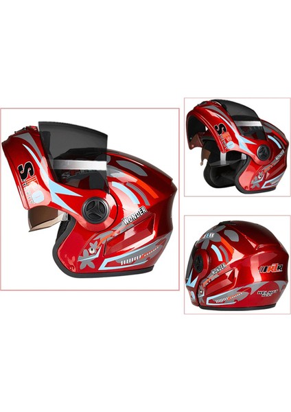 Tam Yüz Flip Up Motosiklet Kask Motocross Helm Hafif Off-Road Mat Siyah (Yurt Dışından)