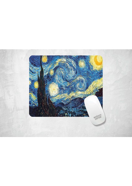 Van Gogh Yıldızlı Gece - Baskılı Kare Mouse Pad