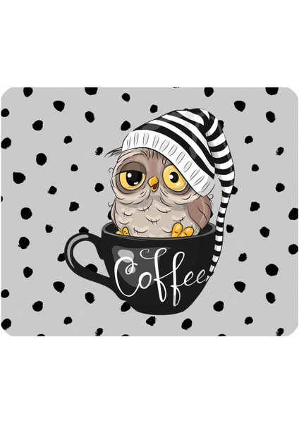 Kahve Sever Gececi Baykuş - Kare Baskılı Mouse Pad fiyatları