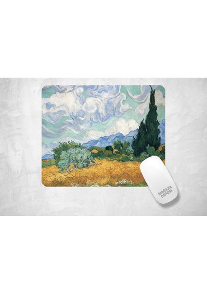 Selvili Buğday Tarlası Van Gogh - Baskılı Kare Mouse Pad