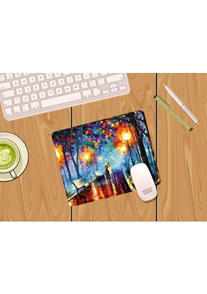 Yağmurlu Ormanda Yürüyüş - Baskılı Dikdörtgen Mouse Pad