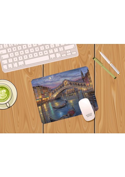 Venedik ve Sandallar - Özel Baskılı Dikdörtgen Mouse Pad