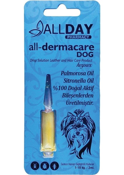 All-Dermacare Köpeki Bitkisel Dış Parazit Koruyucu 1-10 kg 2 ml