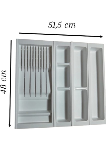 Çekmece İçi Bıçaklık, Kepçelik ve Kaşıklık Düzenleyici Beyaz 51x48 cm (Boydan 4,5 cm kesilebilir)