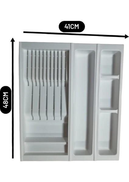 Çekmece İçi Bıçaklık, Kepçelik ve Kaşıklık Düzenleyici Beyaz 41x48 cm (Boydan 4,5 cm kesilebilir)