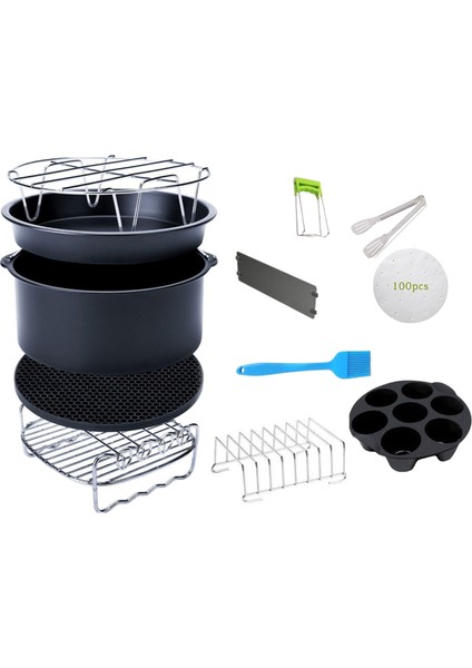 Yui / Xiaomi / Philips / Kumtel Uyumlu Air Fryer Pişirme Aksesuarları Takımı - Siyah (Yurt Dışından)