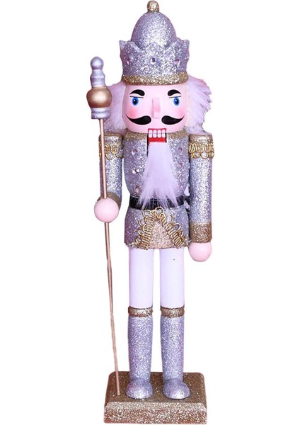 30 cm Ahşap Fındıkkıran Kral Süsler Noel Dekorasyon Kukla Hediye Gümüş (Yurt Dışından)