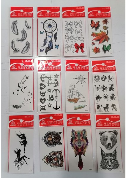Çapa 12 Adet Birden Yapıştırma Geçici Dövme Yapma Seti