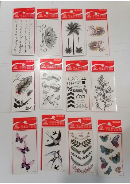 Kelebek 12 Adet Birden Yapıştırma Geçici Dövme Yapma Seti