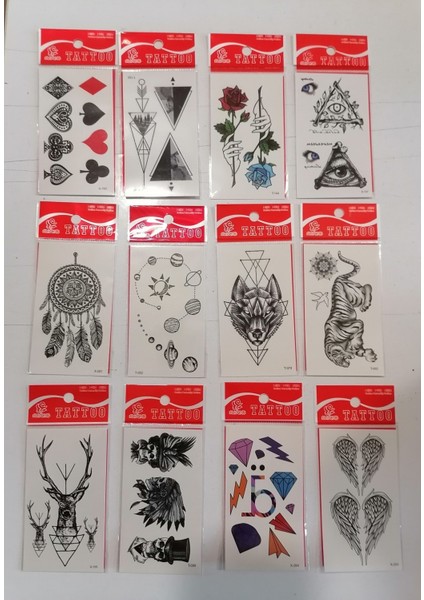 Iskambil 12 Adet Birden Yapıştırma Geçici Dövme Yapma Seti