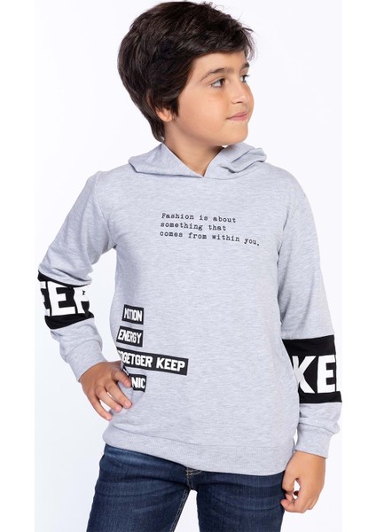 Toontoy Erkek Çocuk Kapşonlu Kolları Garnili Sweatshirt