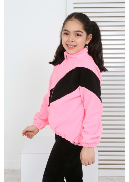 Toontoy Kız Çocuk Blok Renkli Polar Hırka modelleri