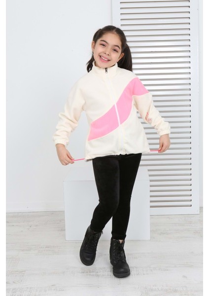 Toontoy Kız Çocuk Blok Renkli Polar Hırka