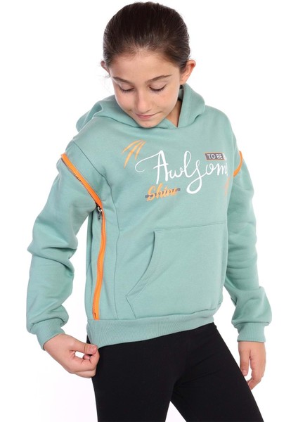 Toontoy Kız Çocuk Baskılı Kanguru Cepli Sweatshirt