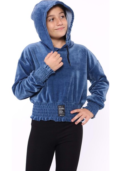 Toontoy Kız Çocuk Kapüşonlu Kadife Sweatshirt