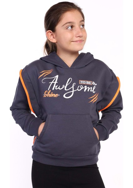 Toontoy Kız Çocuk Baskılı Kanguru Cepli Sweatshirt