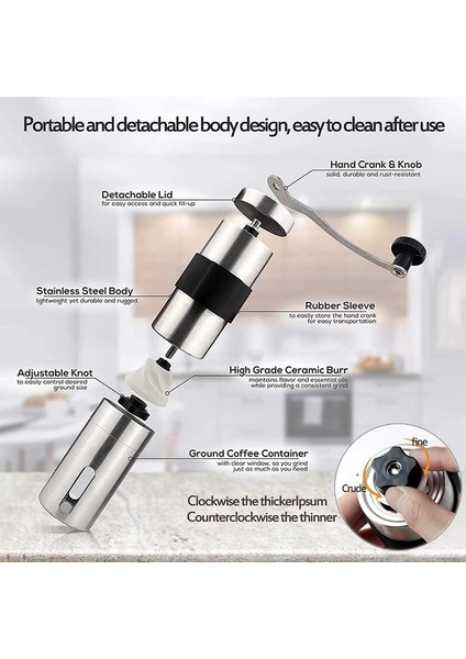 Manuel Kahve Öğütücü Ayarlanabilir Burr Kahve (Yurt Dışından) modelleri