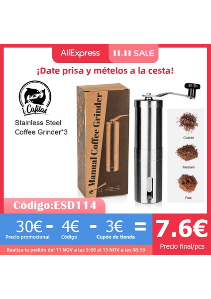 Manuel Kahve Öğütücü Ayarlanabilir Burr Kahve (Yurt Dışından) fiyatları