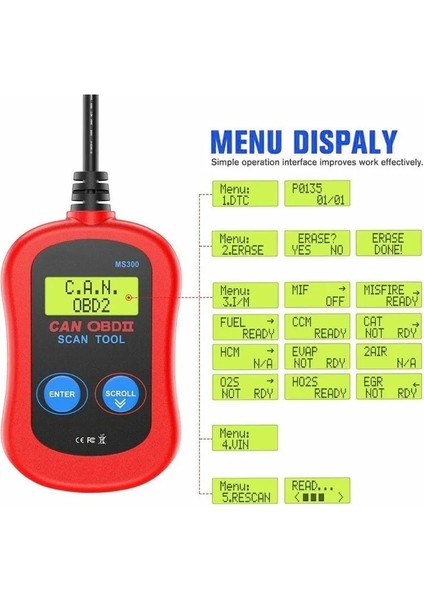 MS300-OBD2 Araba Teşhis Tarama Aracı (Yurt Dışından)