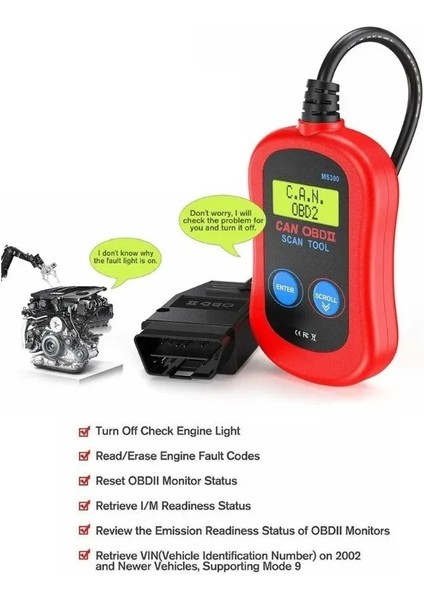 MS300-OBD2 Araba Teşhis Tarama Aracı (Yurt Dışından)
