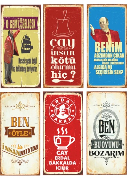 Leyla ile Mecnun 6lı Ahşap Poster Seti